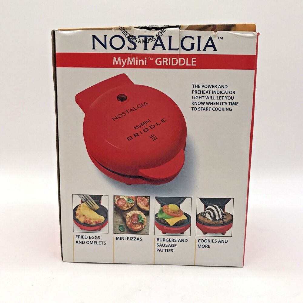 NOB Nostalgia My Mini 5" Non-Stick Surface Red Griddle Burgers Pancakes Omelets - Picture 6 of 12